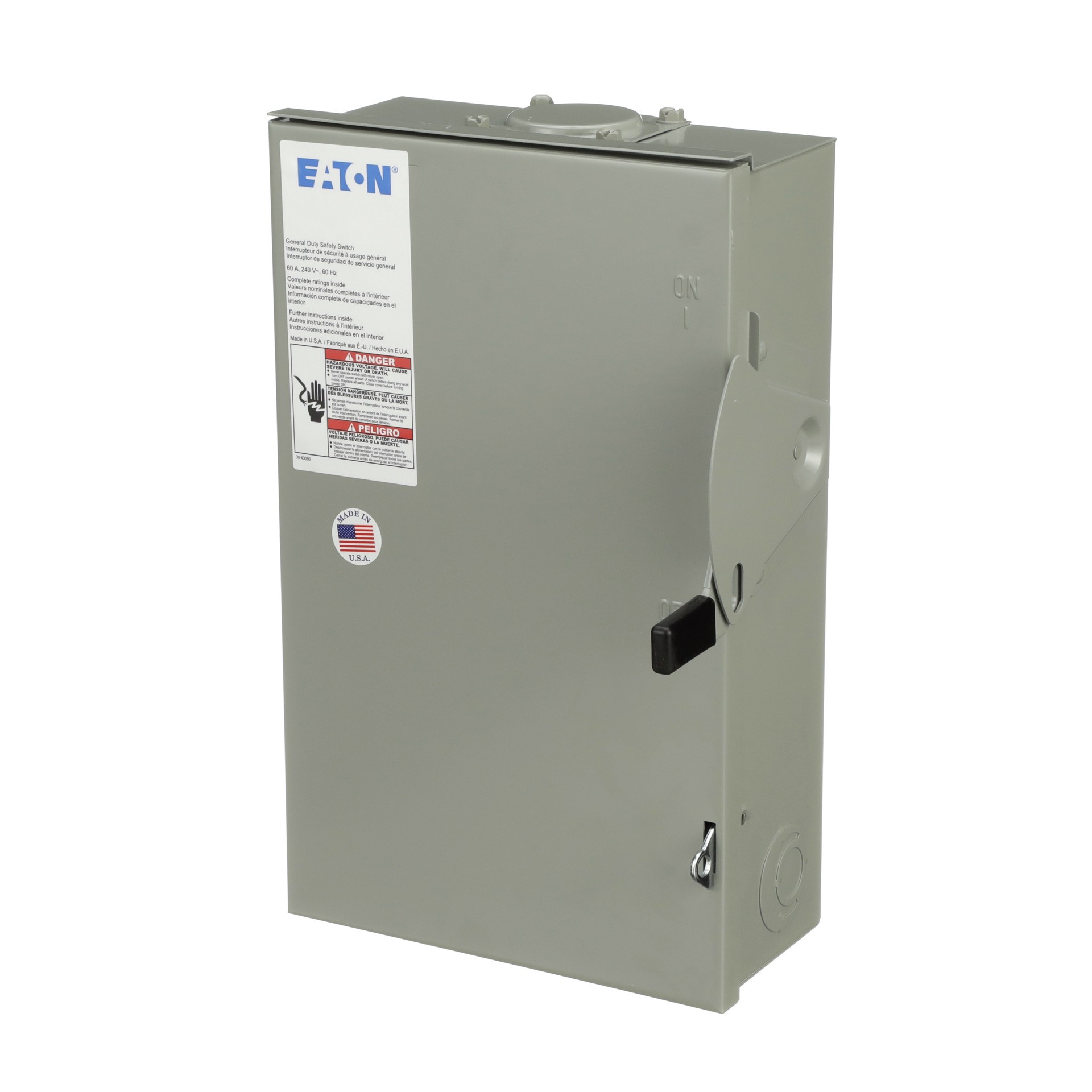 slide 2 of 6, Eaton 60 Amp Single phase (120V/240V) Non-fusible Outdoor General-duty Safety switch Disconnect, 1 ct
