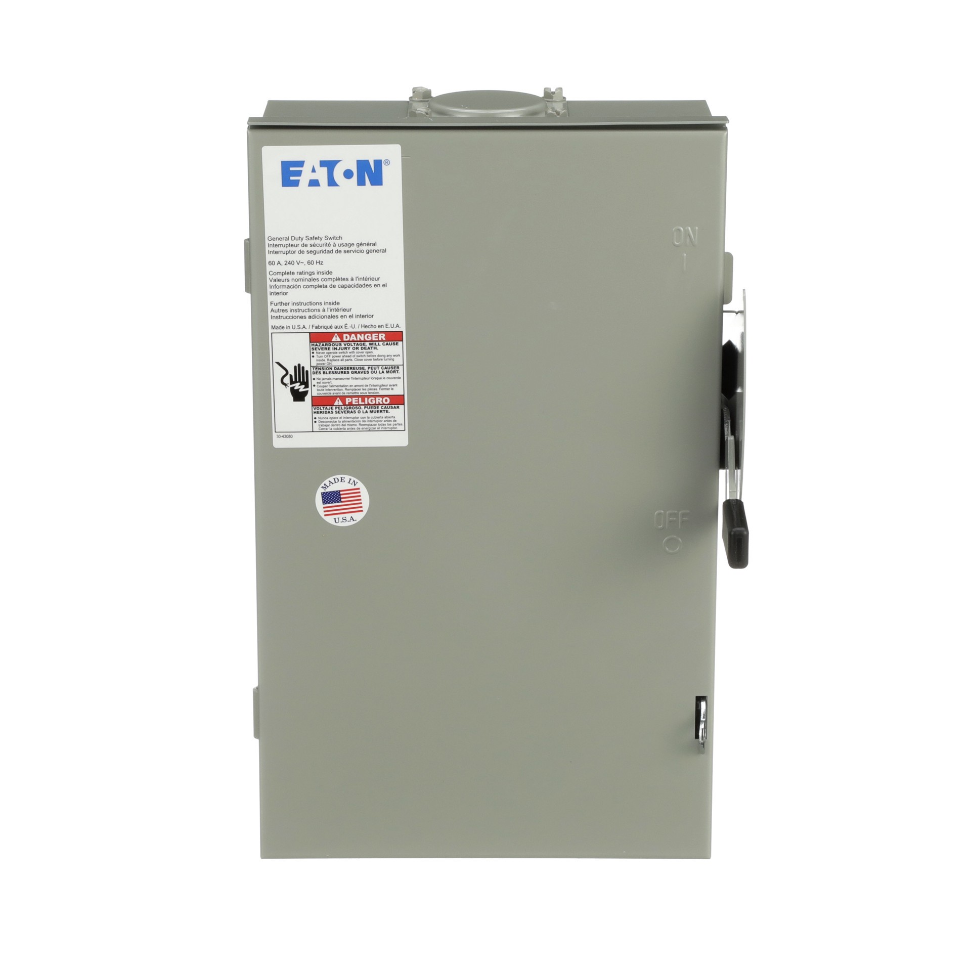 slide 1 of 6, Eaton 60 Amp Single phase (120V/240V) Non-fusible Outdoor General-duty Safety switch Disconnect, 1 ct