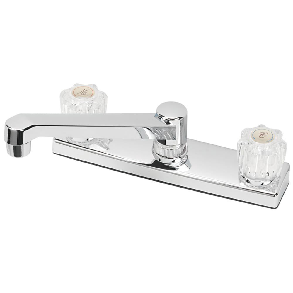 slide 2 of 5, Project Source Chrome Double Handle Deck-mount Kitchen Faucet (Includes Deck Plate), 1 ct
