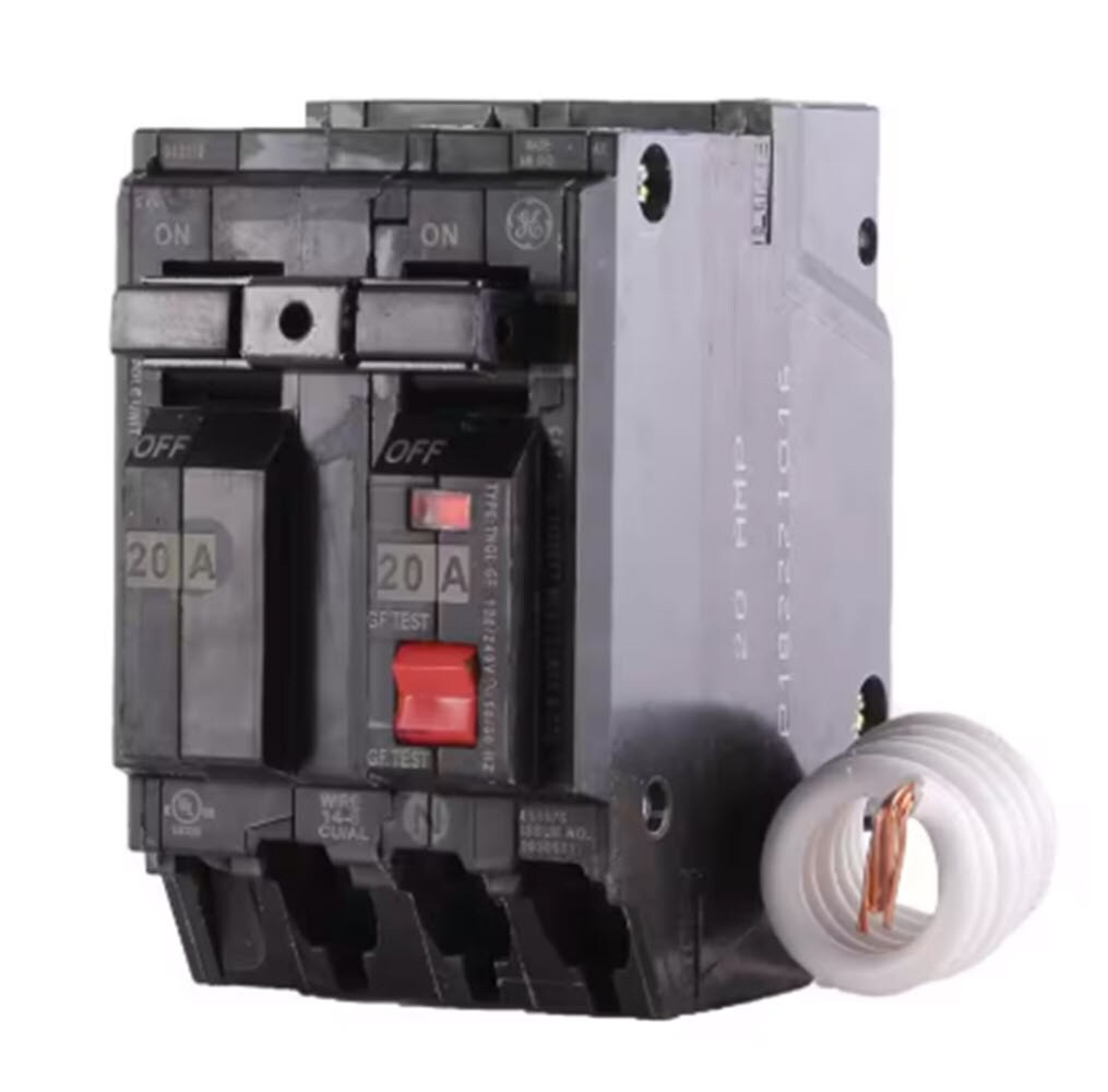 slide 3 of 4, GE 20-amp 2 -Pole GFCI Circuit Breaker, 1 ct