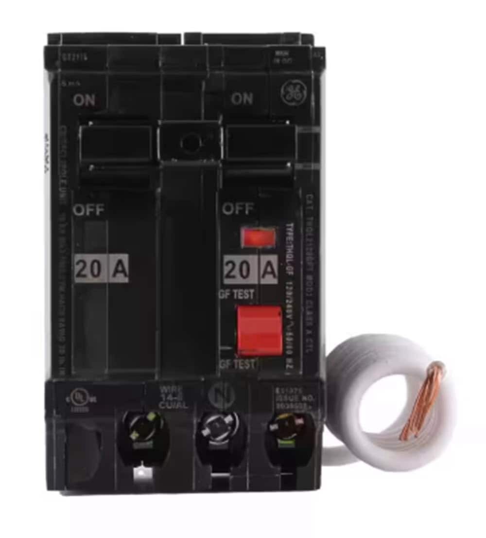 slide 1 of 4, GE 20-amp 2 -Pole GFCI Circuit Breaker, 1 ct