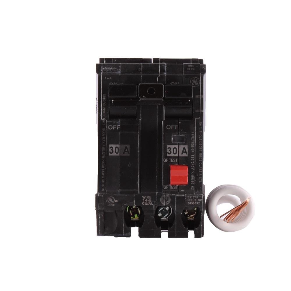slide 3 of 6, GE 30-amp 2 -Pole GFCI Circuit Breaker, 1 ct