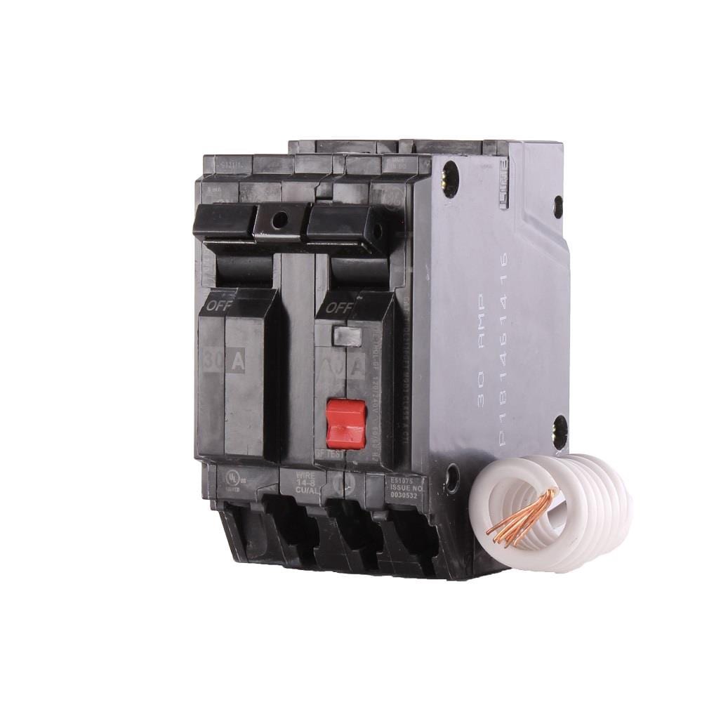 slide 1 of 6, GE 30-amp 2 -Pole GFCI Circuit Breaker, 1 ct