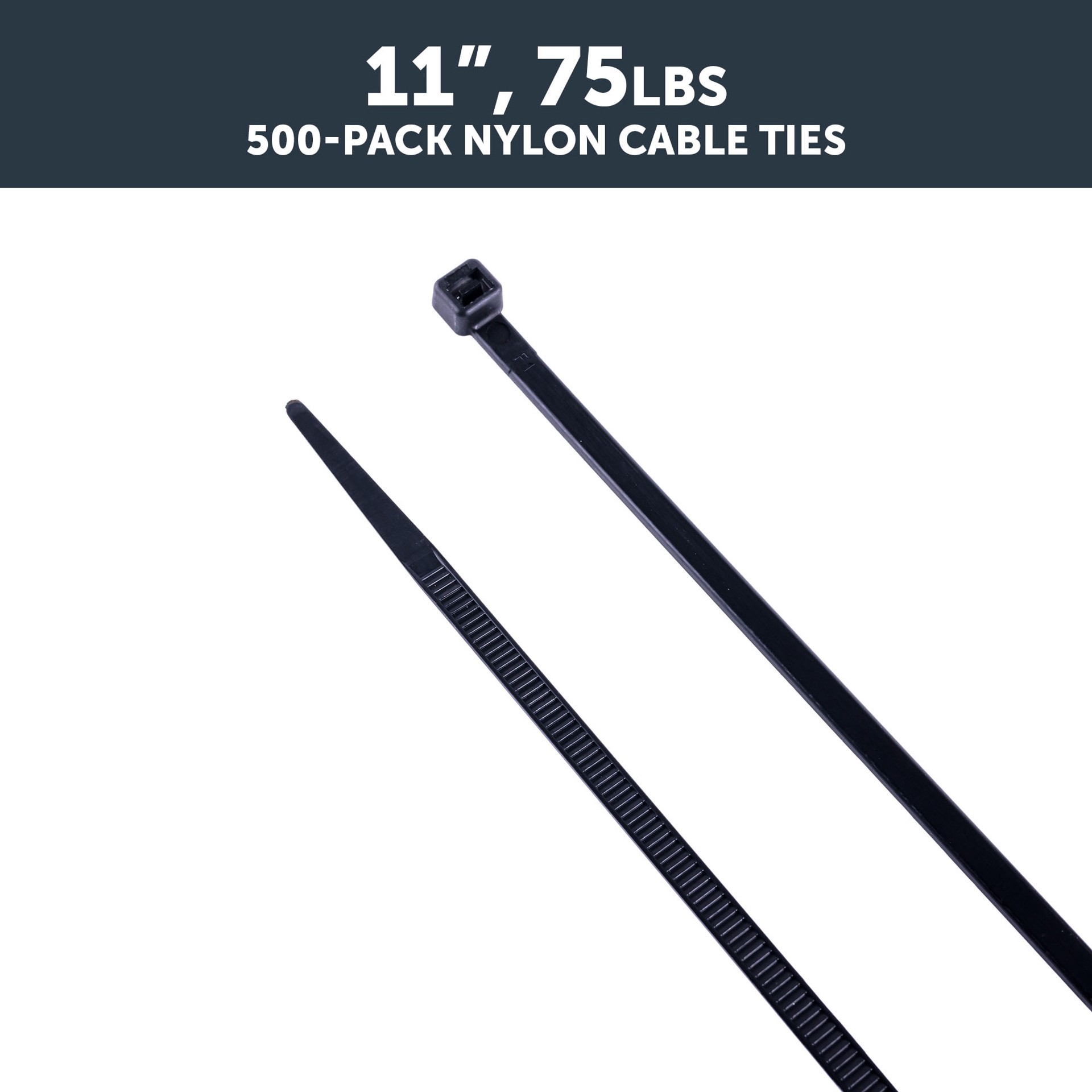 slide 5 of 6, Utilitech 11-in 75.0-lb Tensile Strength Nylon Zip ties Black with UV Protection 500 -Pack, 1 ct