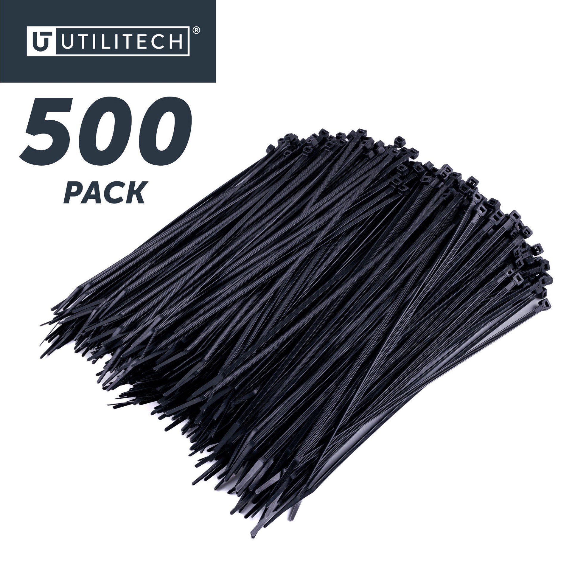 slide 6 of 6, Utilitech 11-in 75.0-lb Tensile Strength Nylon Zip ties Black with UV Protection 500 -Pack, 1 ct