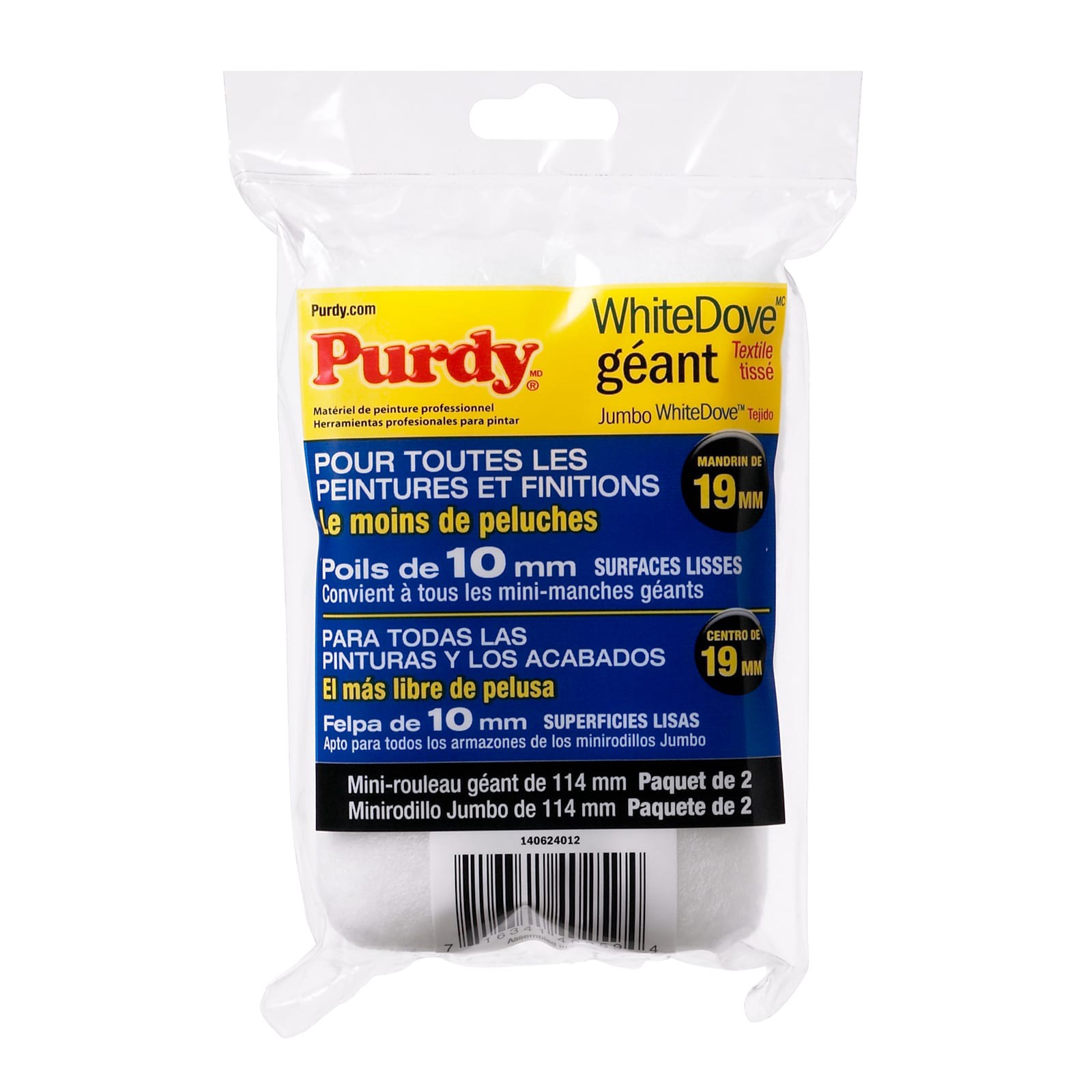 slide 6 of 6, Purdy 2 -Pack 4.5-in x 3/8-in Nap WhiteDove Mini Woven Paint Roller Cover, 1 ct