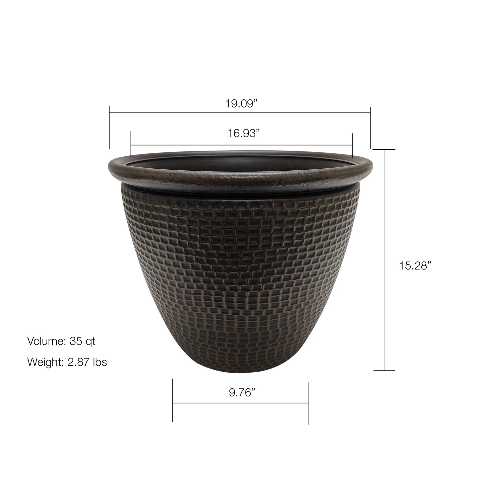 slide 6 of 6, allen + roth Round 19.09-in W x 19.09-in L Bronze Resin Indoor/Outdoor Planter, 1 ct