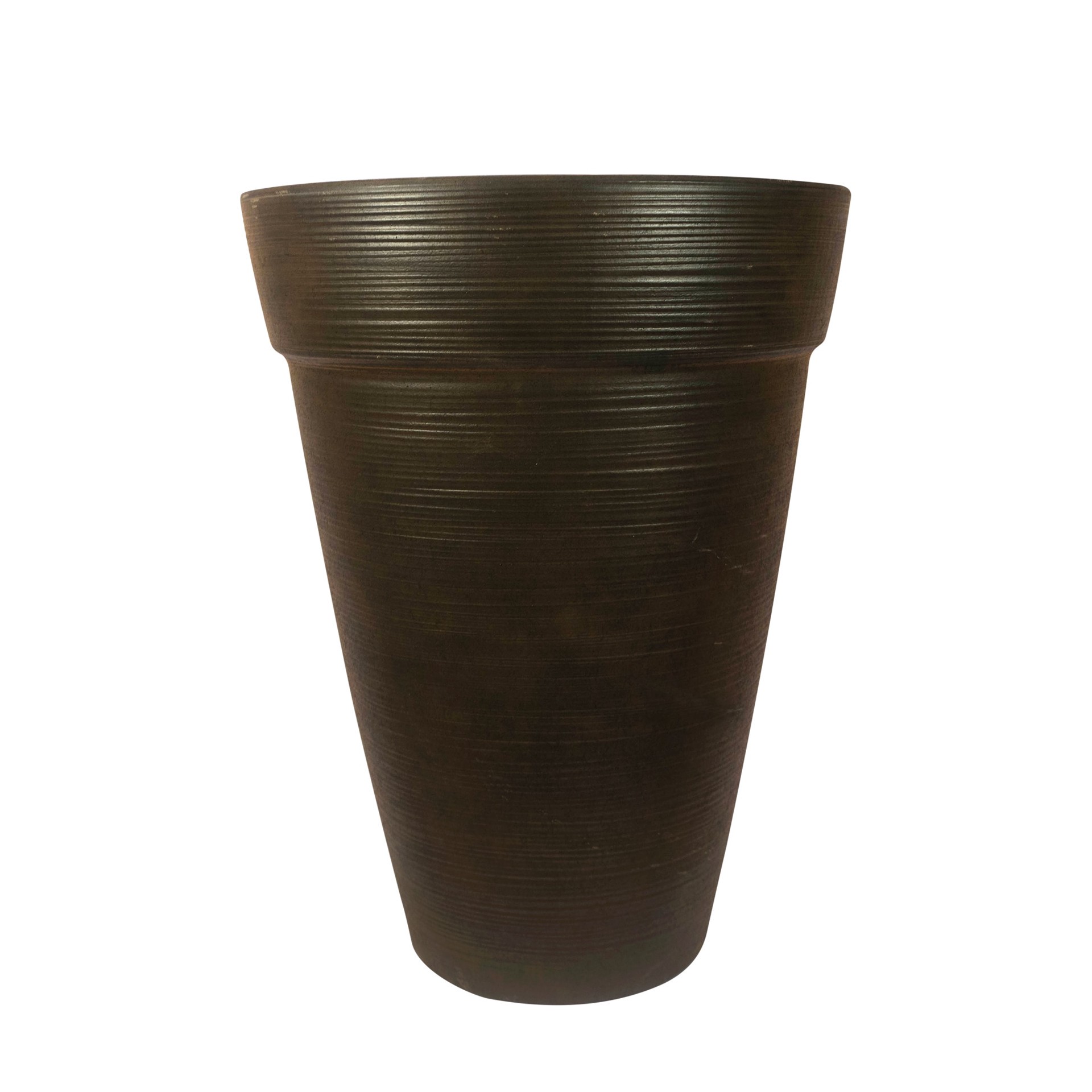 slide 5 of 6, allen + roth Round 15.79-in W x 15.79-in L Brown Resin Indoor/Outdoor Planter, 1 ct