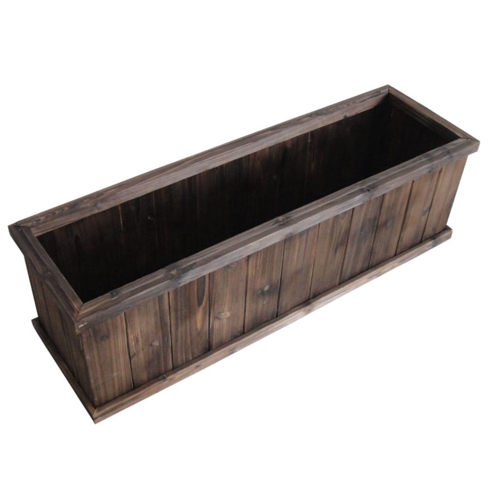 slide 1 of 6, Style Selections Rectangle 12.0-in W x 12-in H x 12-in D Black Wood Indoor/Outdoor Window box, 1 ct