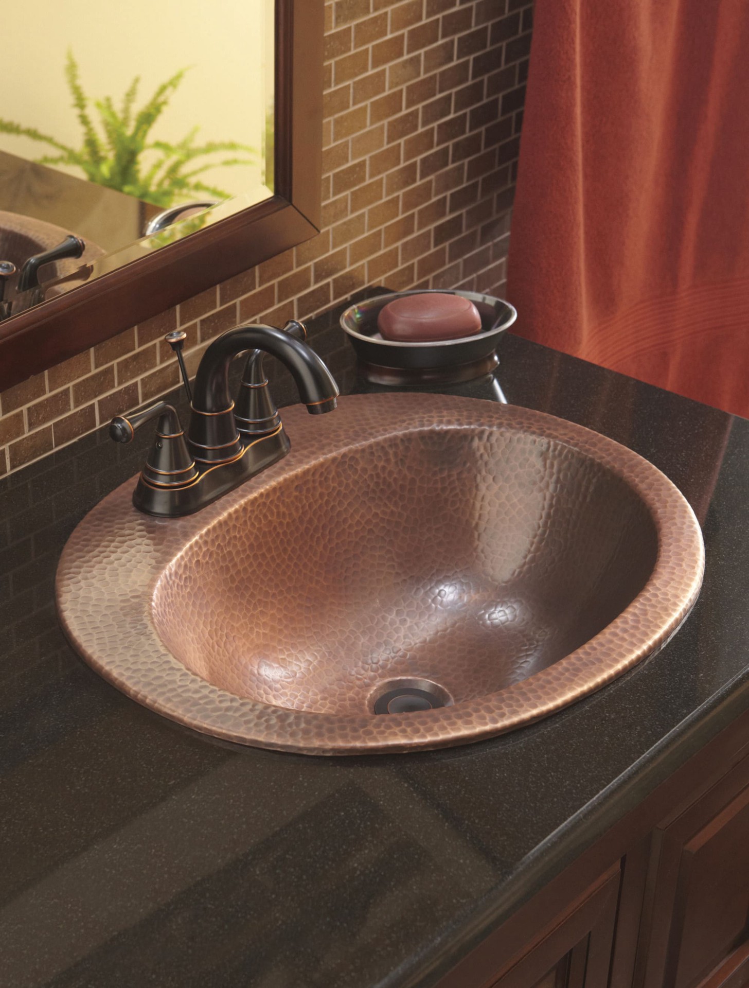 slide 6 of 6, SINKOLOGY Rutherford Copper 17-in Drop-in Oval Rustic Antique Copper Bathroom Sink, 1 ct