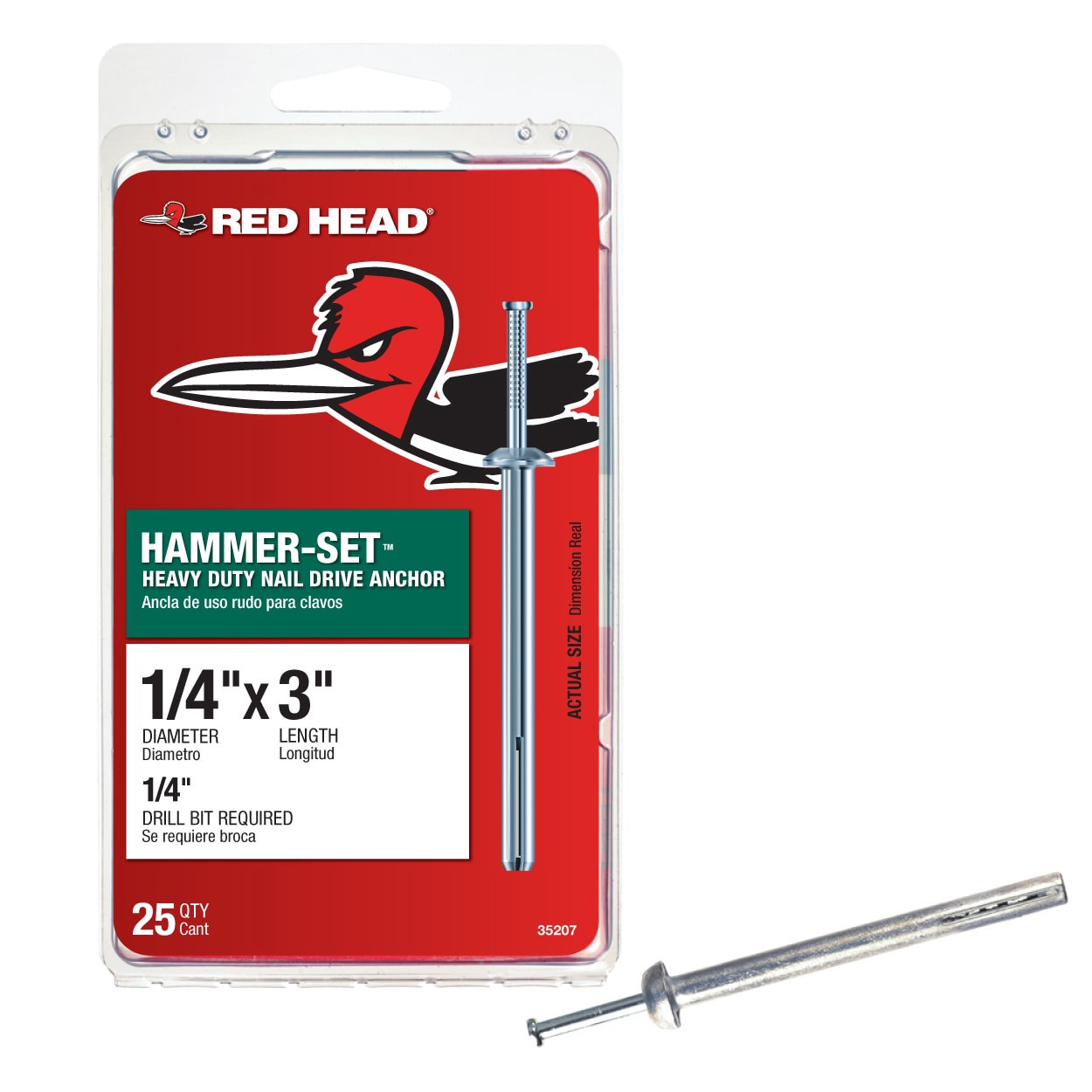 slide 6 of 6, Red Head Hammer-Set 1/4-in x 3-in Nail-Drive Anchors 25-Pack, 1 ct