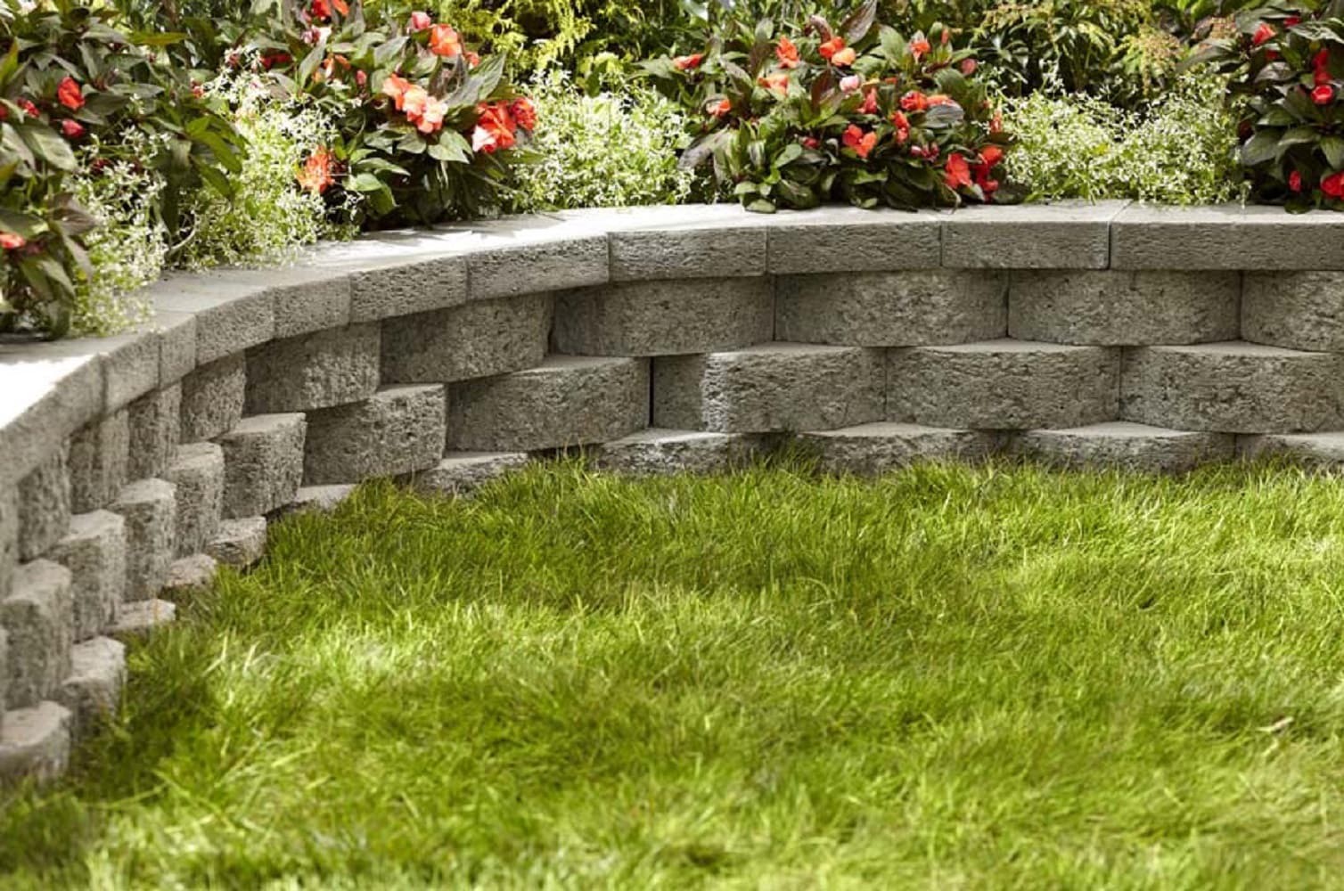 slide 3 of 6, 2.0-in H x 12.0-in L x 7.5-in D Red/Charcoal Concrete Retaining wall cap, 1 ct