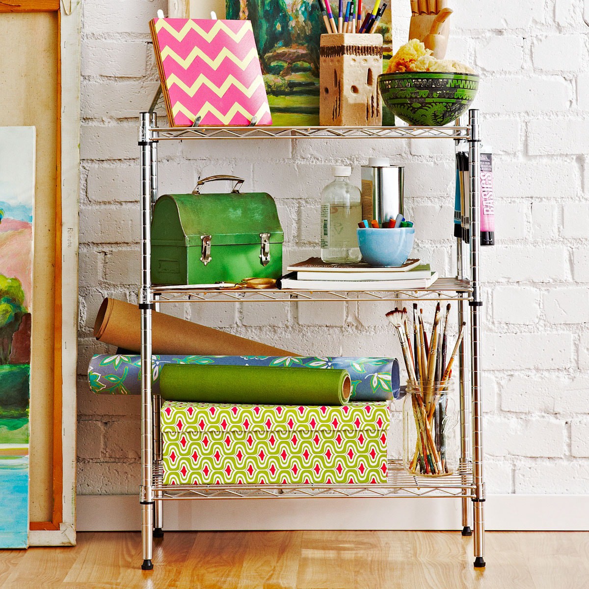 slide 2 of 6, Style Selections 3 -Tier Chrome Steel Utility shelving unit ( 23-in W x 13.4-in D x 30.5-in H ), 1 ct
