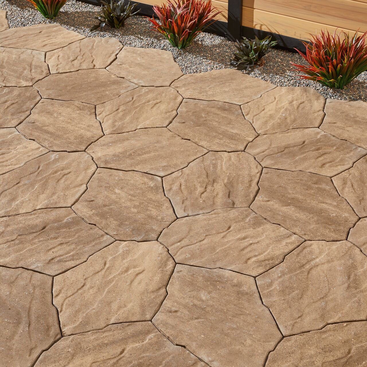 slide 4 of 4, 21.0-in L x 16.0-in W x 2.0-in H Irregular Tan/brown Concrete Patio stone, 1 ct