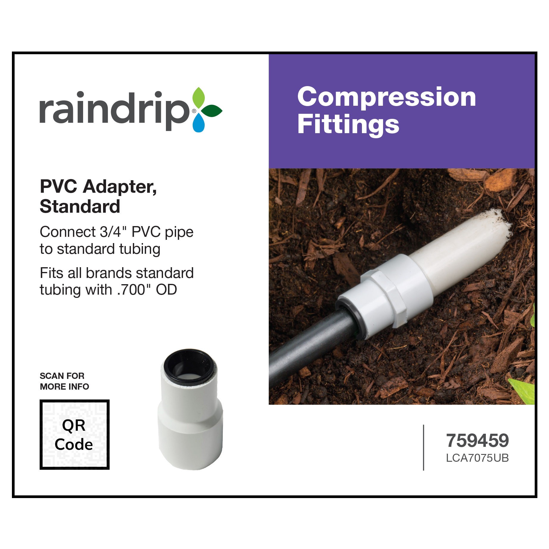 slide 3 of 4, Raindrip 5/8-in Acetal Slip Drip Irrigation Female Adapter, 1 ct