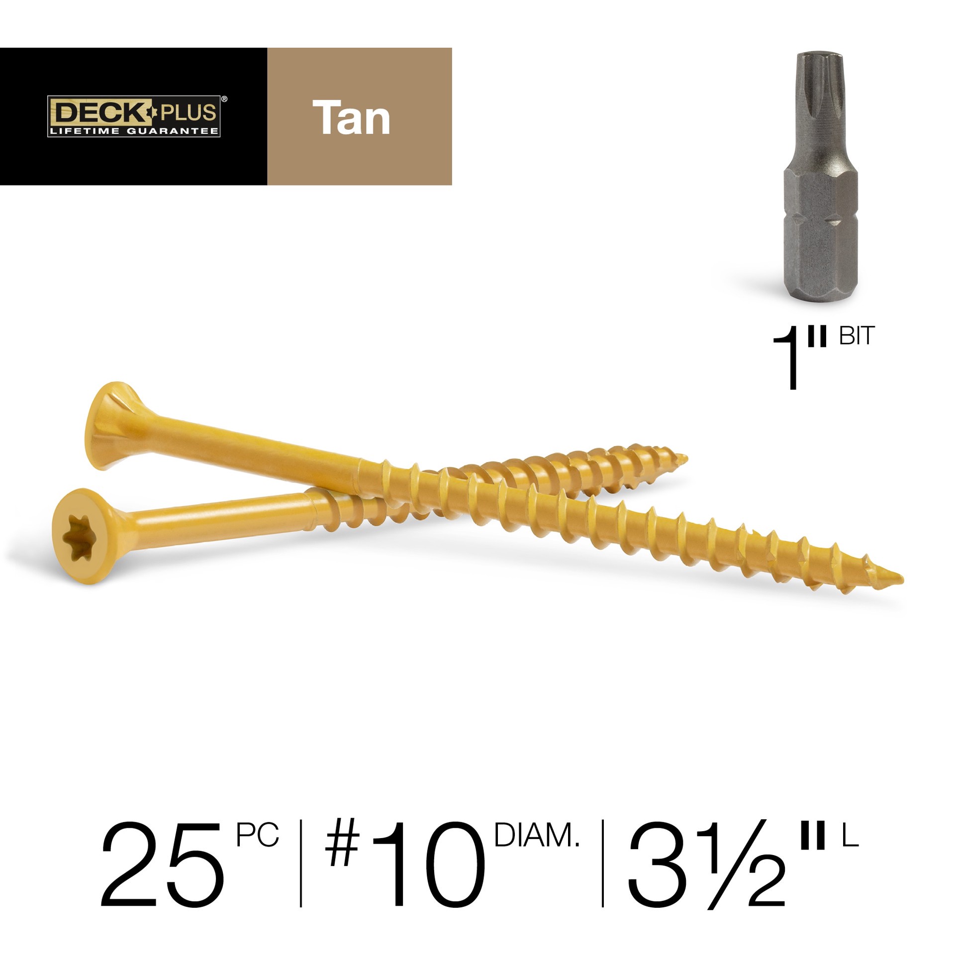slide 2 of 6, Deck Plus #10 x 3-1/2-in Wood to wood Deck Screws ( 25 -Per Box ), 1 ct