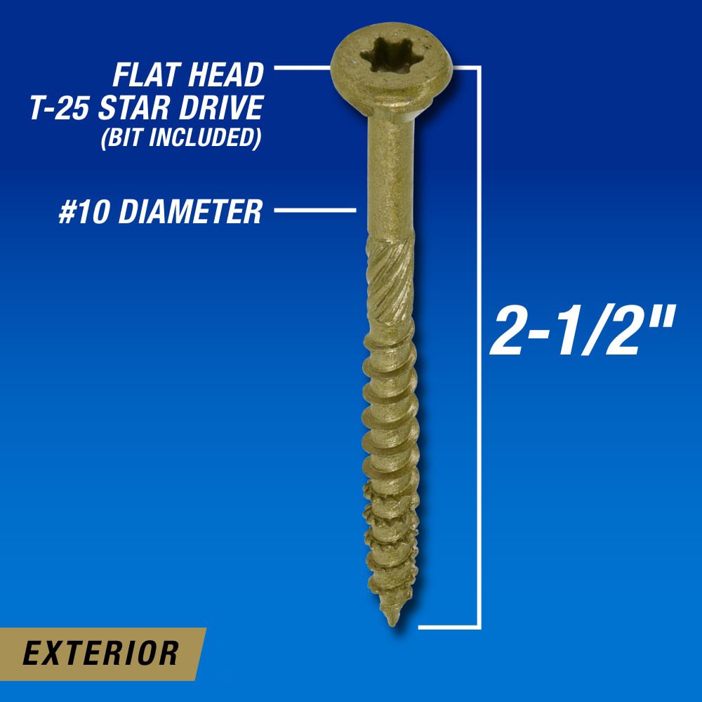 slide 2 of 6, Power Pro #10 x 2-1/2-in Epoxy Exterior Wood screws ( 45 -Per Box ), 1 ct