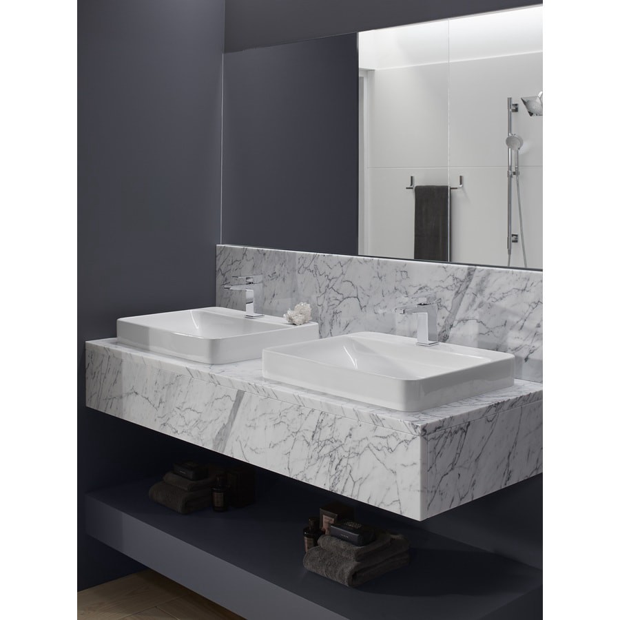 slide 3 of 6, KOHLER Vox Vitreous China 18.125-in Vessel Rectangular Modern White Bathroom Sink, 1 ct