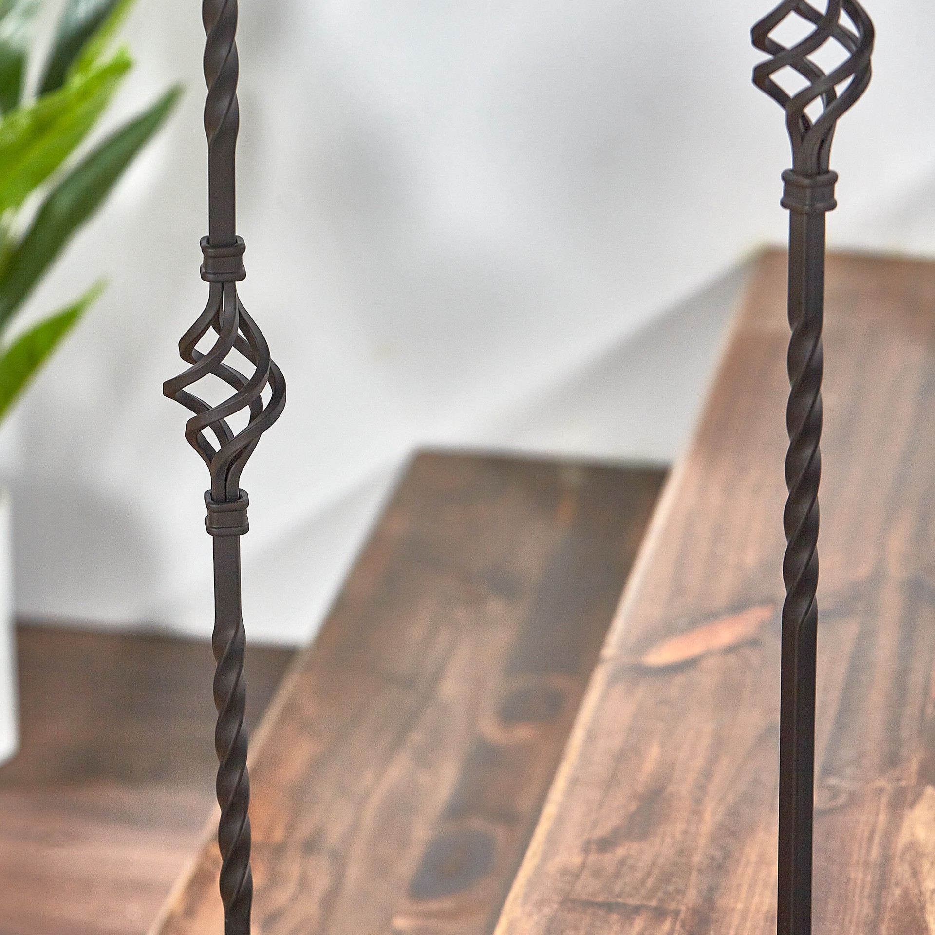 slide 2 of 3, L.J. Smith Stair Systems 44.0-in x 0.5-in Satin Black Wrought iron Single basket Stair Baluster, 1 ct