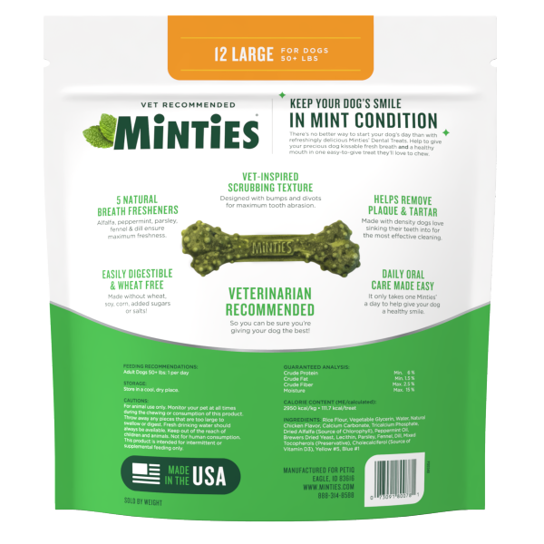 slide 4 of 5, Minties Dental Bone for Large Dogs, 16 oz