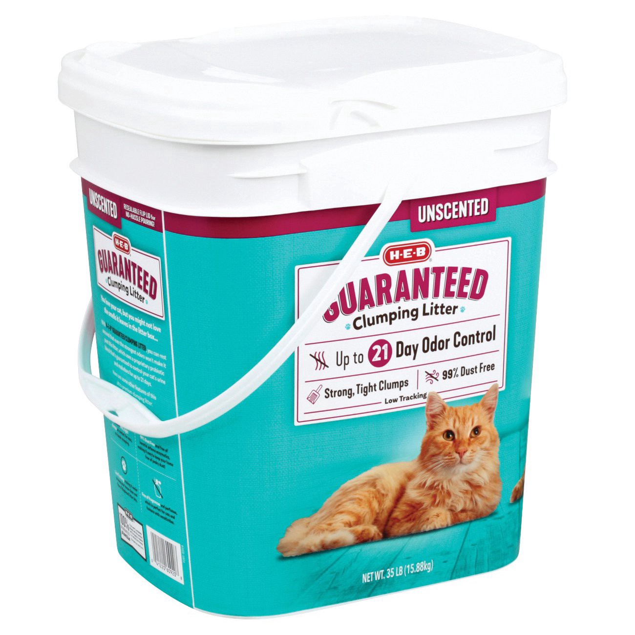 slide 1 of 1, H-E-B Unscented Odor Control Guaranteed Clumping Litter, 35 lb