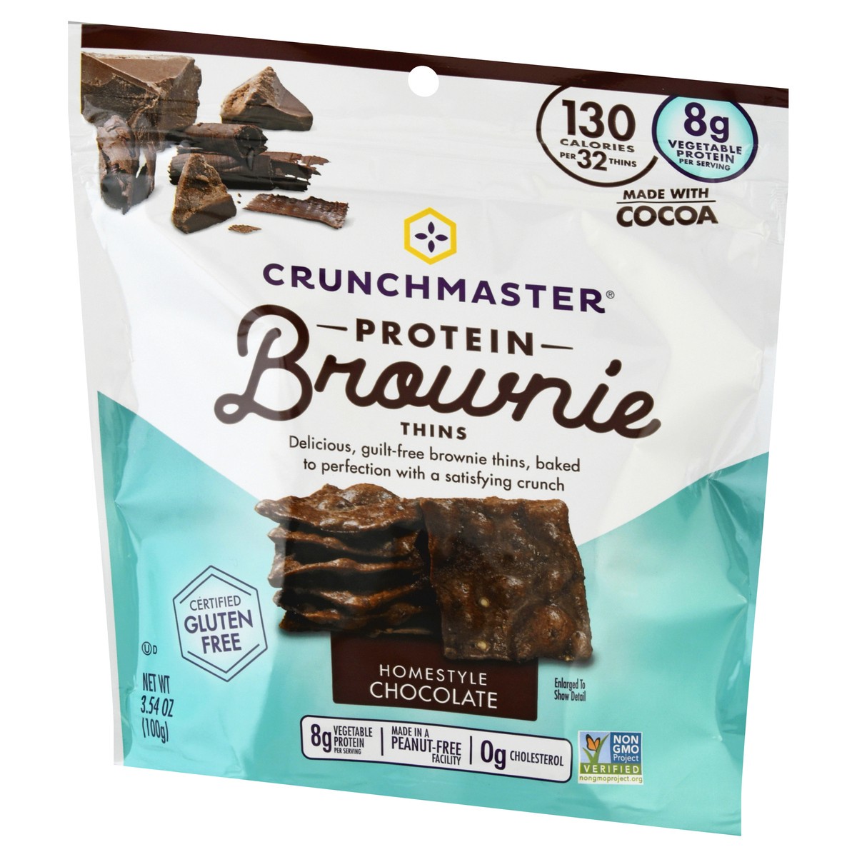 slide 2 of 10, Crunchmaster Homestyle Milk Chocolate Protein Brownie Thins, 3.54 oz