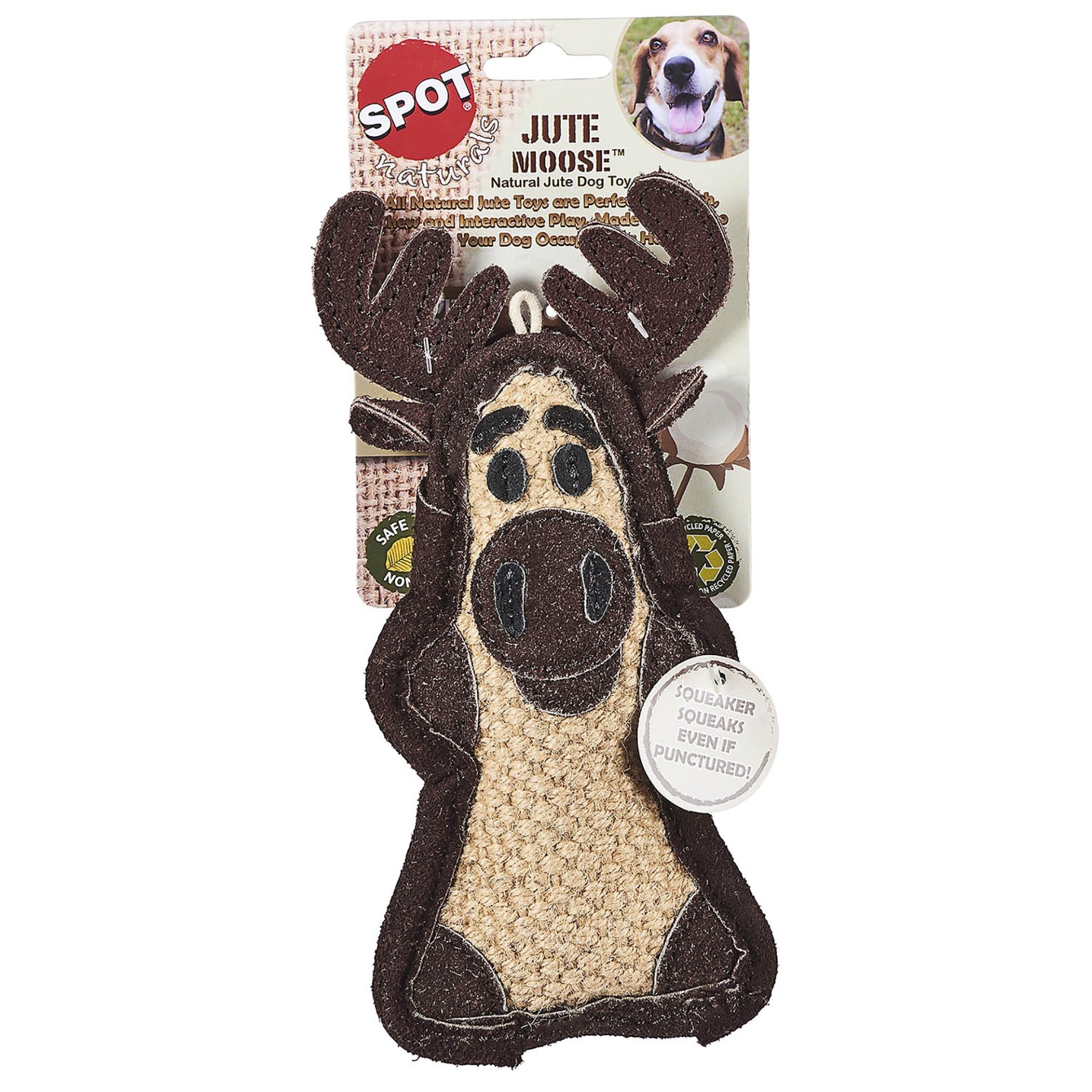 slide 1 of 1, Spot Naturals Jute Critters Moose Dog Chew Toy, LG