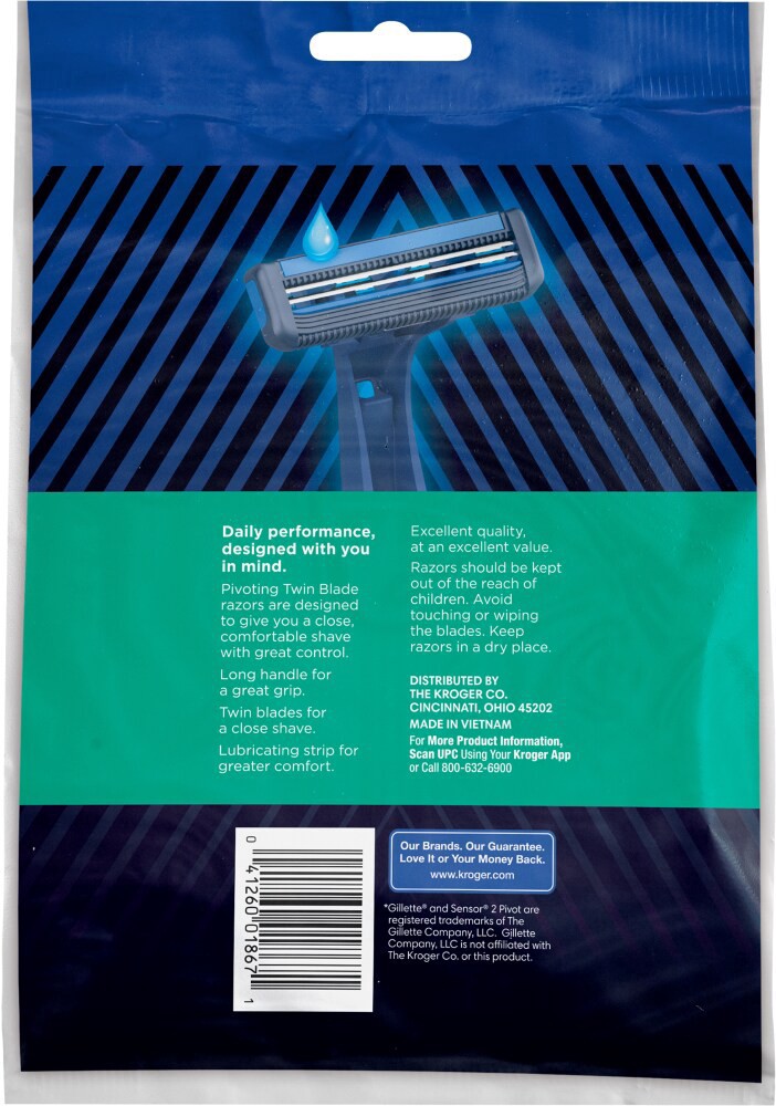 slide 2 of 2, Kroger Twin Blade Pivoting Plus For Men Disposable Razors, 20 ct