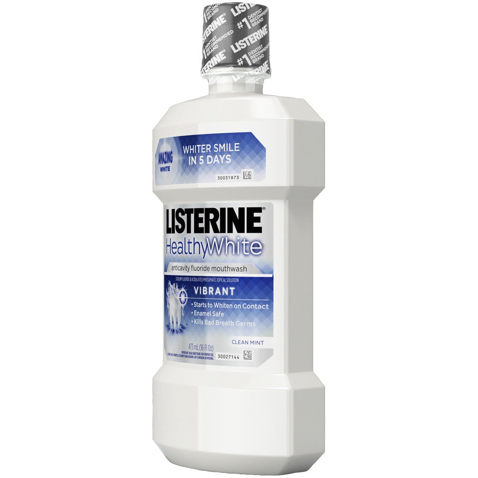 slide 3 of 6, Listerine Healthy White Vibrant Multi-Action Fluoride Mouthwash, Foaming Anticavity Oral Mouth Rinse For Whitening Teeth & Fighting Bad Breath, Enamel-Safe, Clean Mint Flavor, 16 fl. oz, 16 fl oz