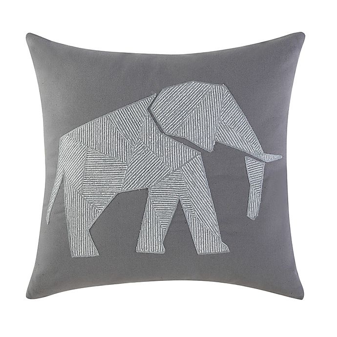 slide 1 of 1, Brooklyn Loom Jackson Embroidered Elephant Square Throw Pillow, 1 ct