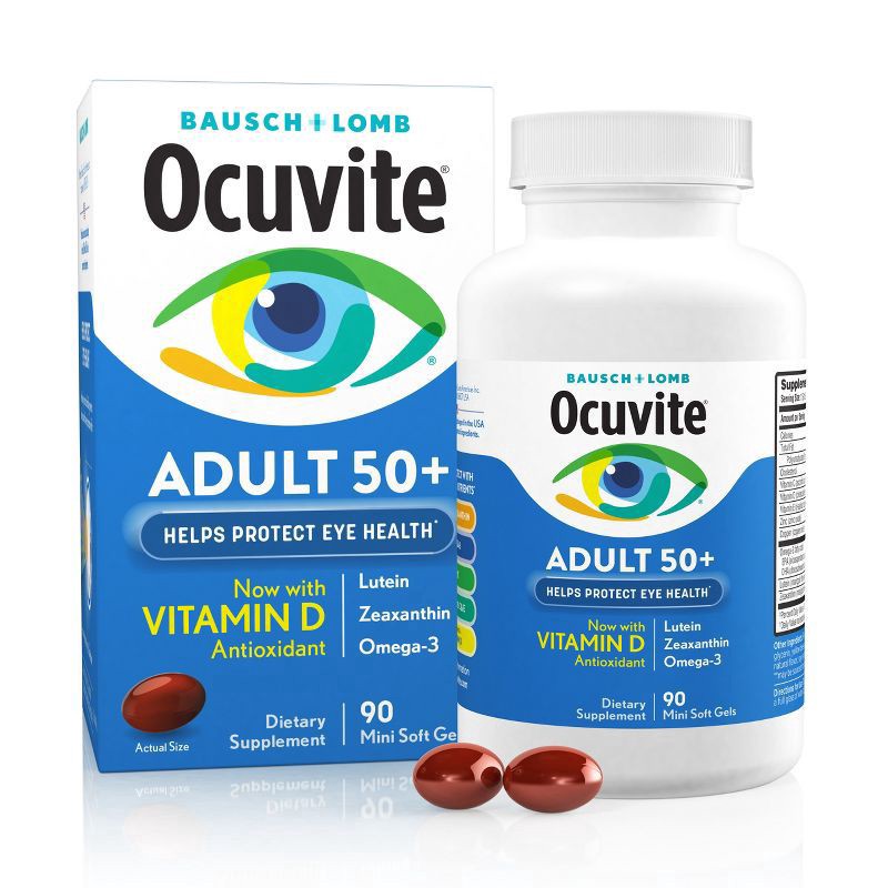 slide 1 of 9, Ocuvite Eye Vitamin and Mineral Dietary Supplement Softgels - 90ct, 90 ct