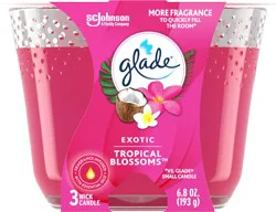 Glade Scented 3-Wick Candle Jar, Exotic Tropical Blossoms, Fragrance Infused with Essential Oils, 6.8 oz