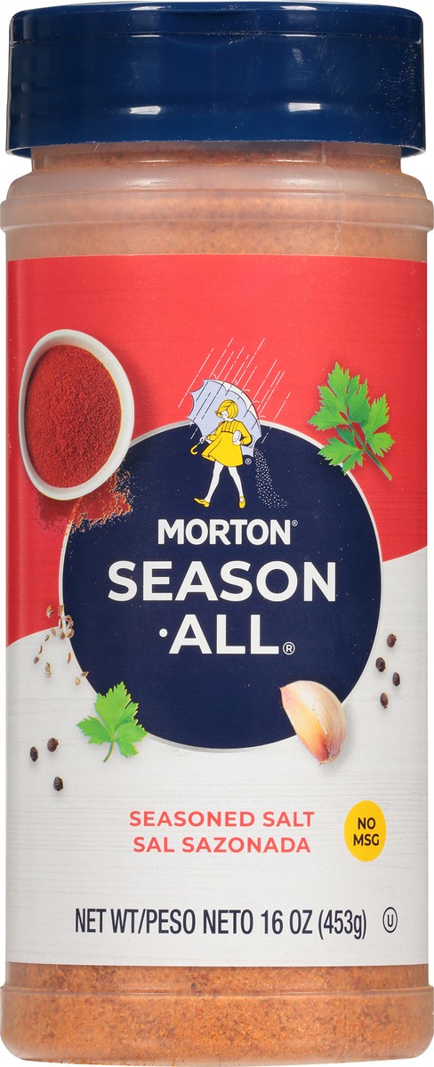 slide 4 of 7, Morton Season-All Seasoned Salt - Blend of Salt and Savory Spices, for BBQ, Grilling, and Potatoes, 16 OZ Canister, 16 oz