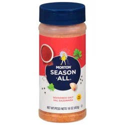 Morton Season-All Seasoned Salt - Blend of Salt and Savory Spices, for BBQ, Grilling, and Potatoes, 16 oz Canister