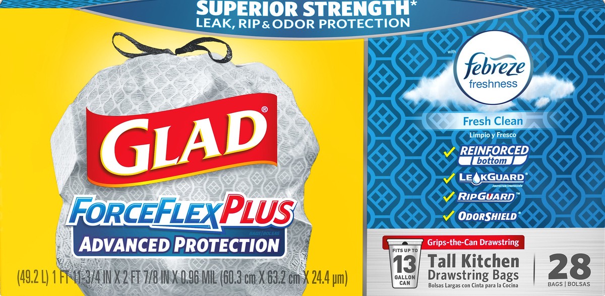 slide 2 of 5, Glad Force Flex Plus, 28 ct