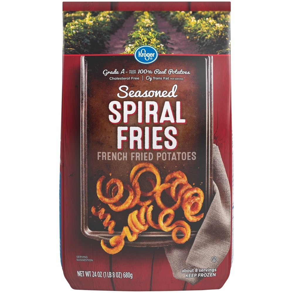 slide 1 of 1, Kroger Seasoned Spiral Fries, 24 oz