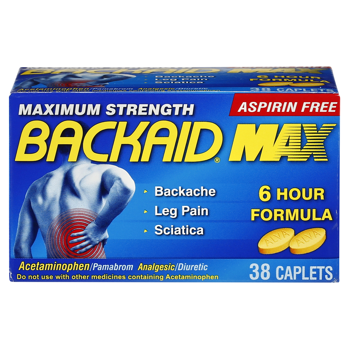 slide 1 of 5, Backaid Max Caplets, 38 ct