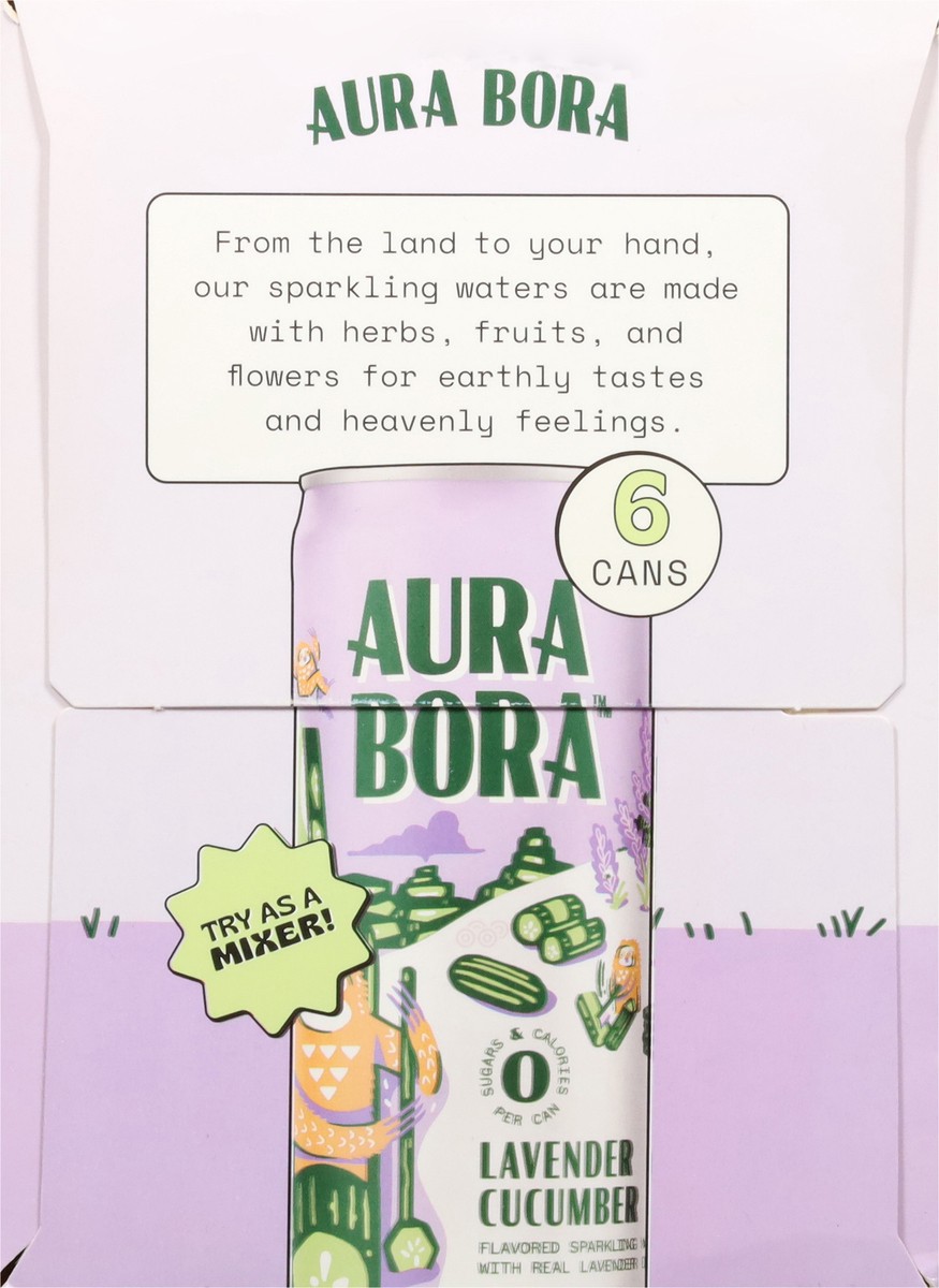 slide 9 of 13, Aura Bora Herbal Lavender Cucumber Sparkling Water 6 - 12 fl oz Cans, 72 fl oz