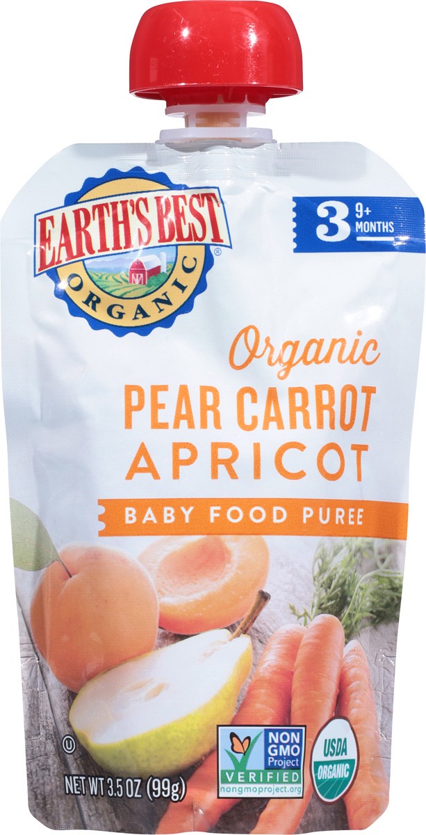 slide 6 of 9, Earth's Best Organic 3 (9+ Months) Pear Carrot Apricot Baby Food 3.5 oz, 3.5 oz