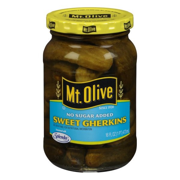 slide 1 of 6, Mt. Olive Sweet Gherkins Pickles 16 fl oz Jar, 16 fl oz