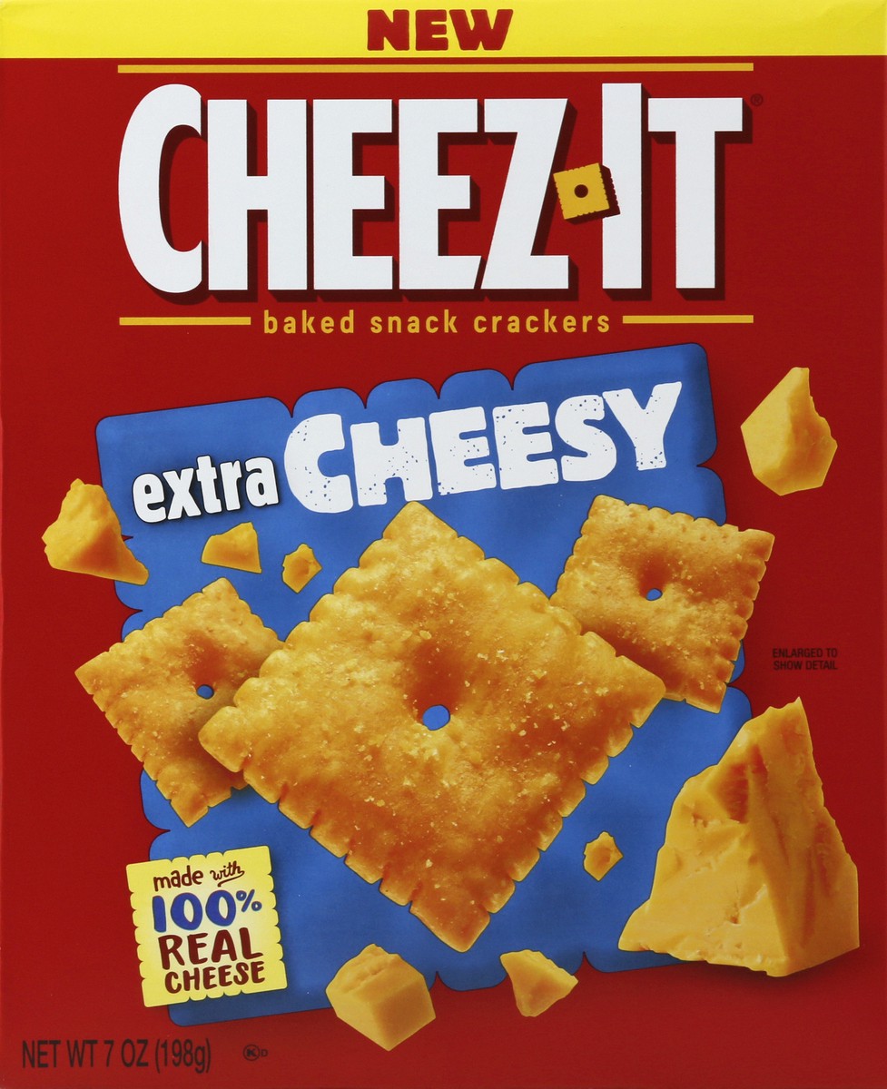 slide 4 of 6, Cheez-It Cheese Crackers, Baked Snack Crackers, Office and Kids Snacks, Extra Cheesy, 7oz Box, 1 Box, 7 oz