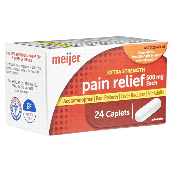 slide 4 of 29, Meijer Extra Strength Acetaminophen Caplets, 500 mg, 24 ct
