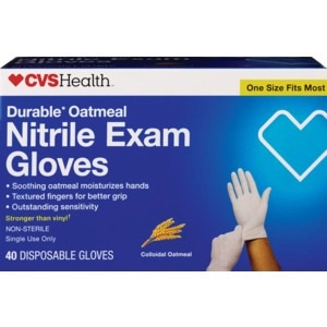 slide 1 of 1, CVS Health Oatmeal Nitrile Exam Gloves, 40 ct