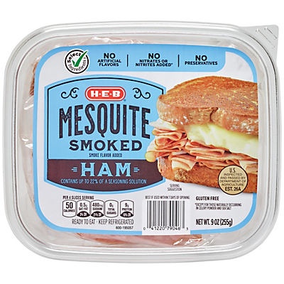 slide 1 of 1, H-E-B Mesquite Smoked Ham, 9 oz