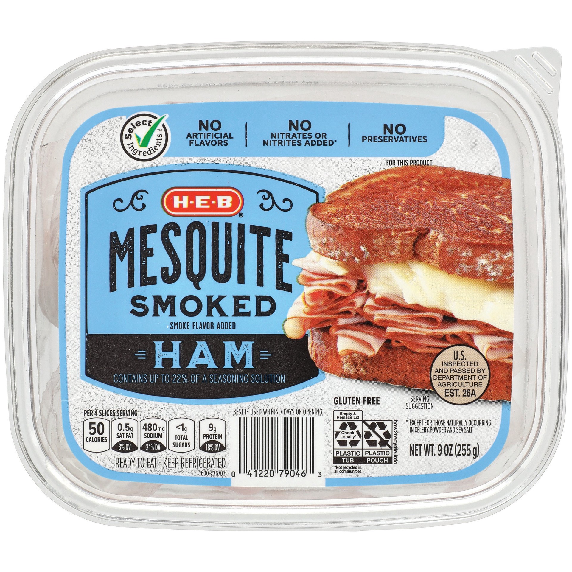 slide 1 of 1, H-E-B Mesquite Smoked Ham, 9 oz