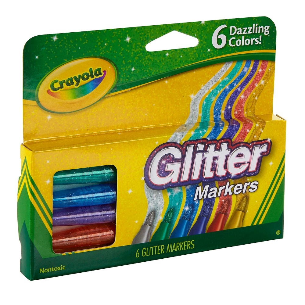 slide 2 of 4, Crayola Glitter Markers, 6 ct