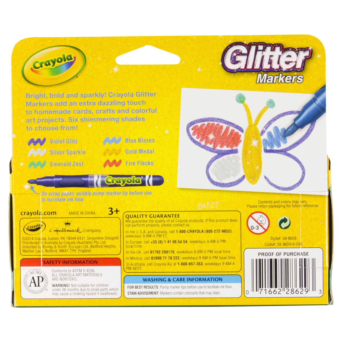 slide 3 of 4, Crayola Glitter Markers, 6 ct