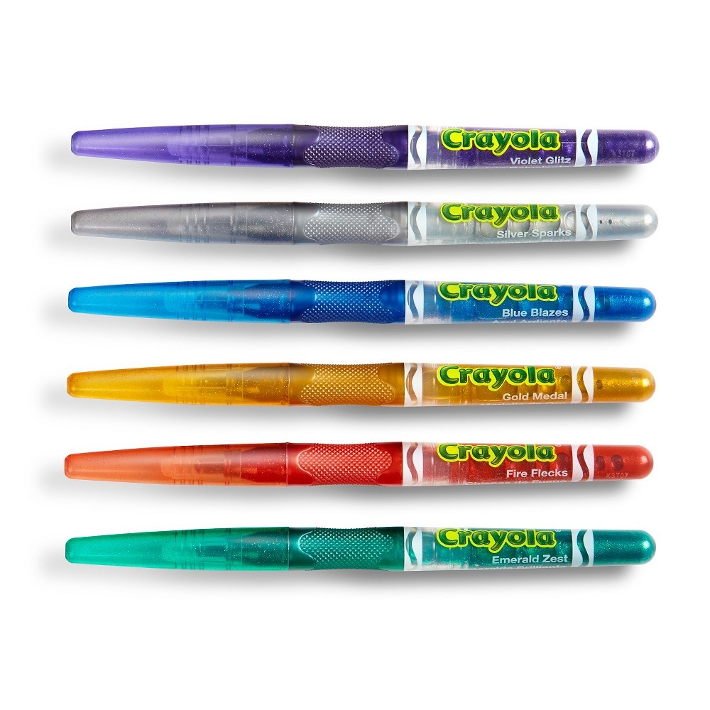 slide 4 of 4, Crayola Glitter Markers, 6 ct