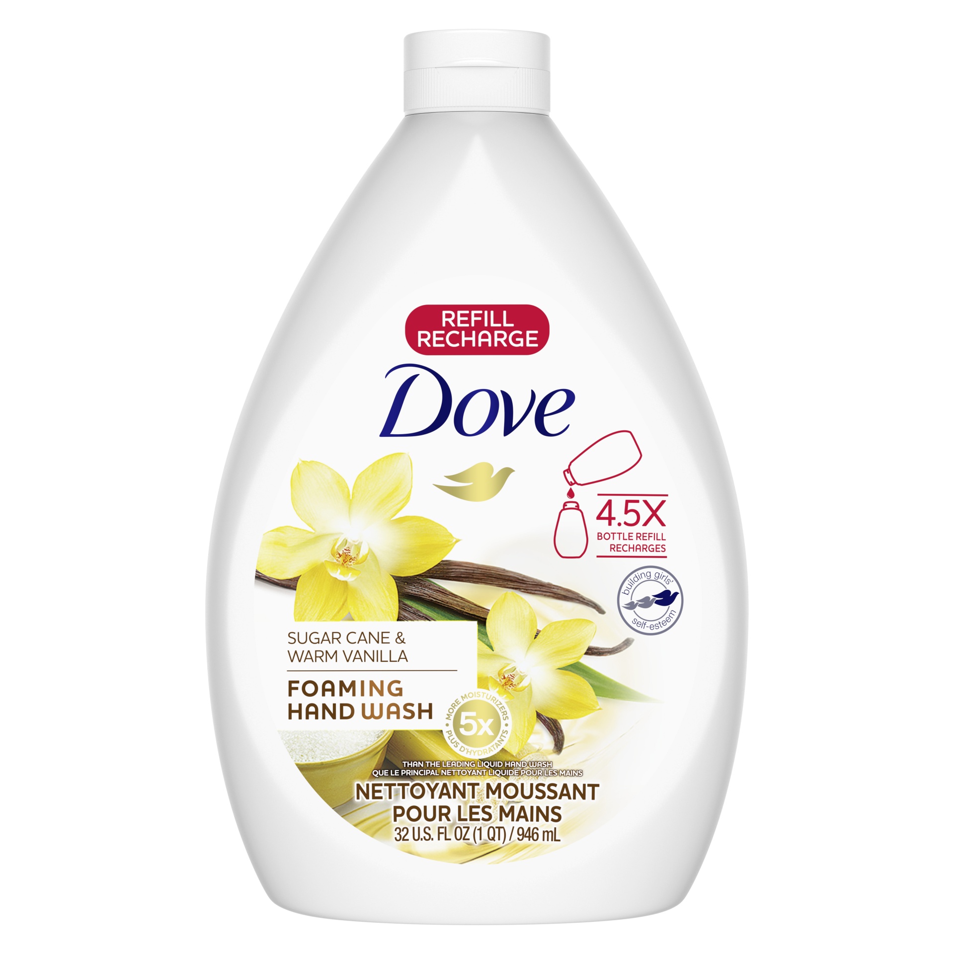 slide 1 of 7, Dove Hw Refill Sugar Cane Vanilla, 32 oz