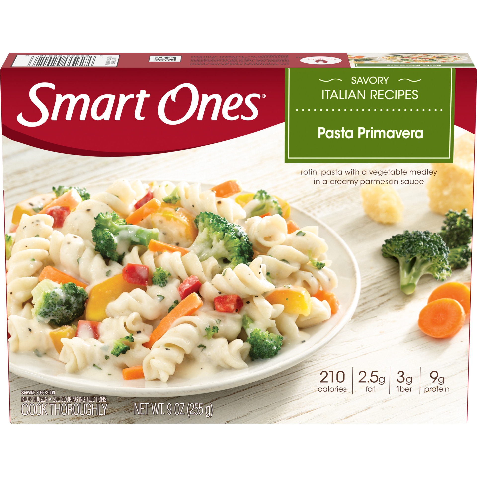 slide 1 of 1, Smart Ones Pasta Primavera with Rotini Pasta, Vegetable Medley & Parmesan Sauce Frozen Meal, 9 oz